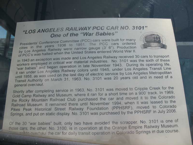 Los Angeles Railway PCC Car No. 3101