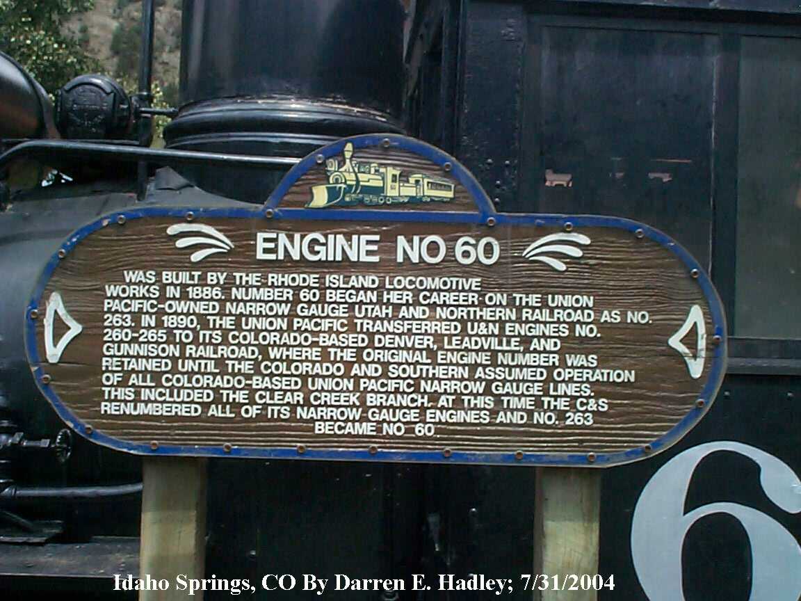 Railfanning Colorado - Idaho Spings Engine No. 60