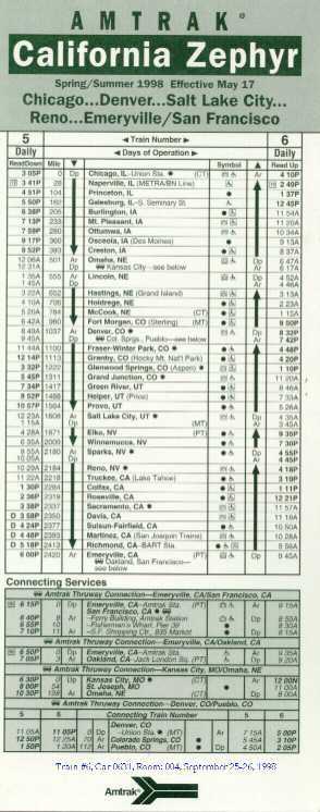 Amtrak California Zephyer Time Table