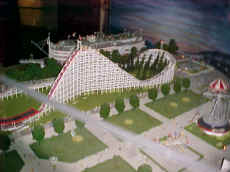 One of two large roller coasters and other rides