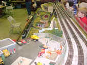 Flower City Tinplate Trackers lower level layout with a New York Central train
