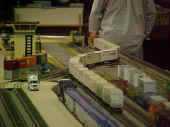 A busy intermodal terminal on the flower City Tinplate Trackers modular layout